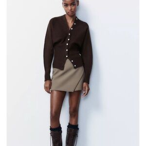 Zara Gray Asymmetrical Pencil Mini Skort